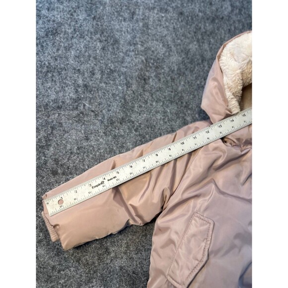 Zara Baby Girls Faux Fur Lined Padded Jacket Size 18 24M Pink Beige Cozy Winter - Picture 5 of 8